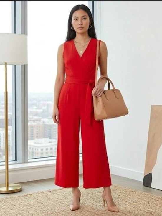 Le Chateau Pants - Beautiful Red Le Chateau Jumpsuit